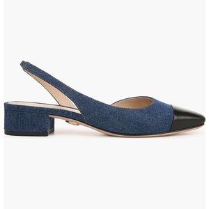 NEW VERONICA BEARD Cecile denim slingback pumps in  Mountain Blue/ Black Size 9